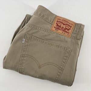 Levis 505 Jeans Mens 36x30 Beige Straight Leg 100% Cotton Denim Pants Casual